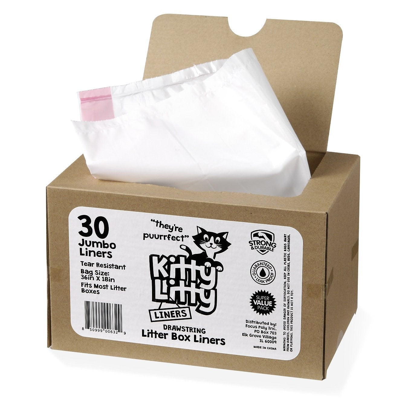 Kitty Litty doublure dépliée illustrant la taille extra-large et protection