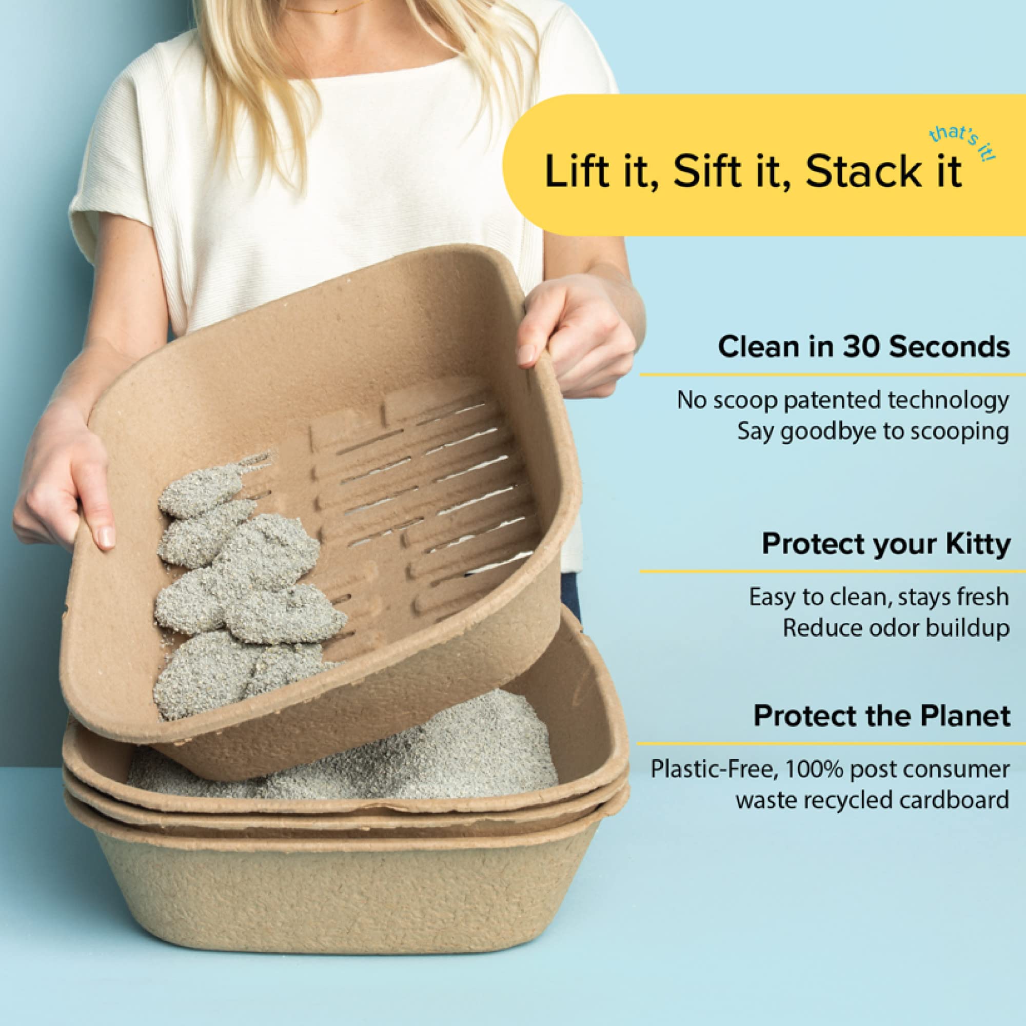 Kitty Sift bac vide profil solide réutilisable et durable