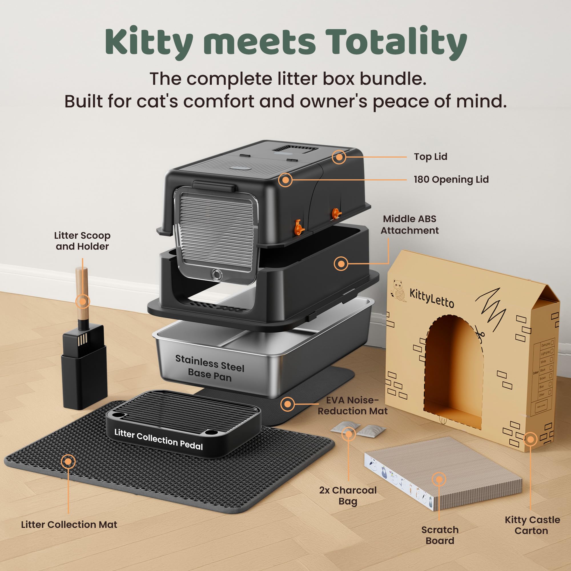 KittyLetto porte qui s'ouvre à 180 degrés pour un accès total et pratique