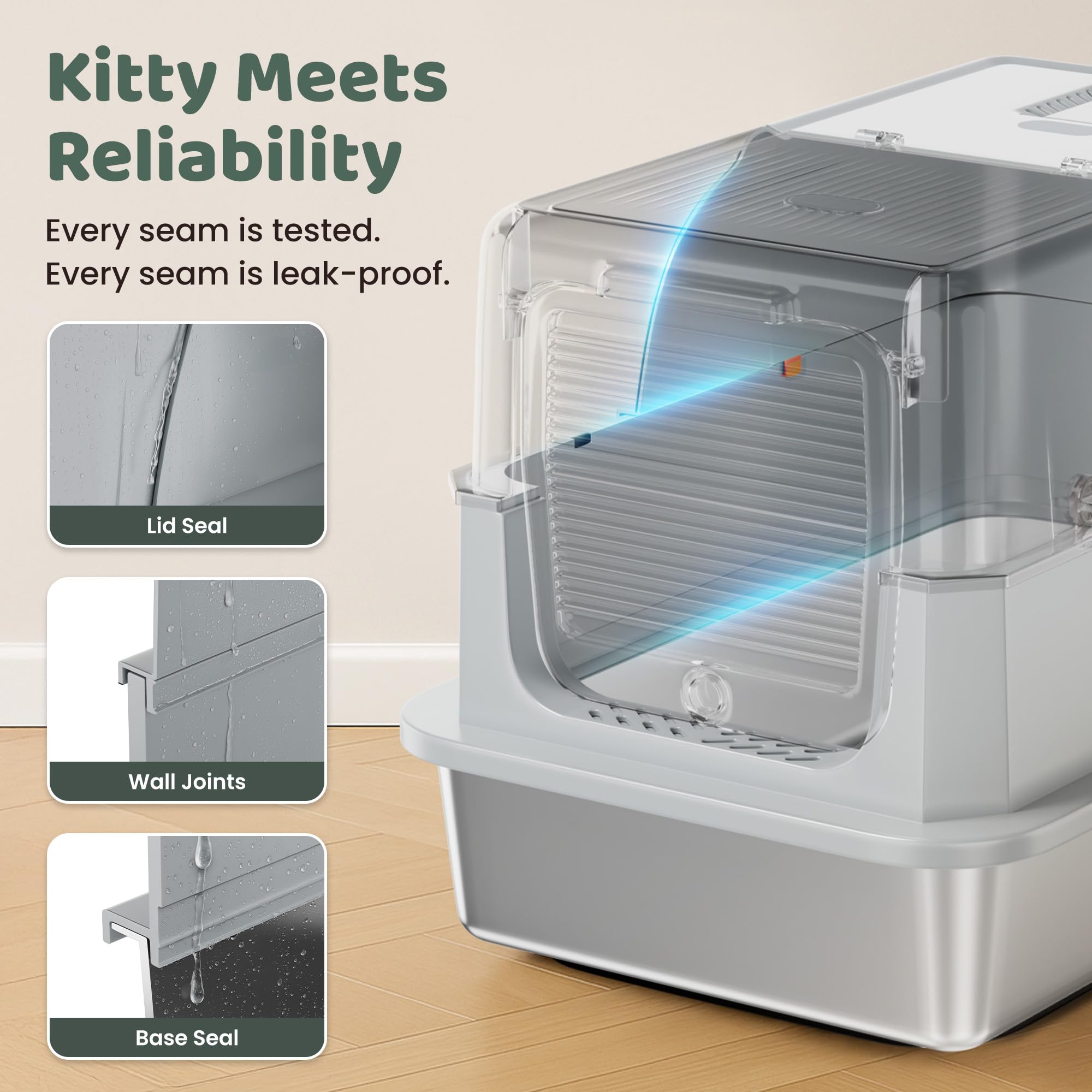 kittyletto porte ouverte à 180° facilitant nettoyage rapide