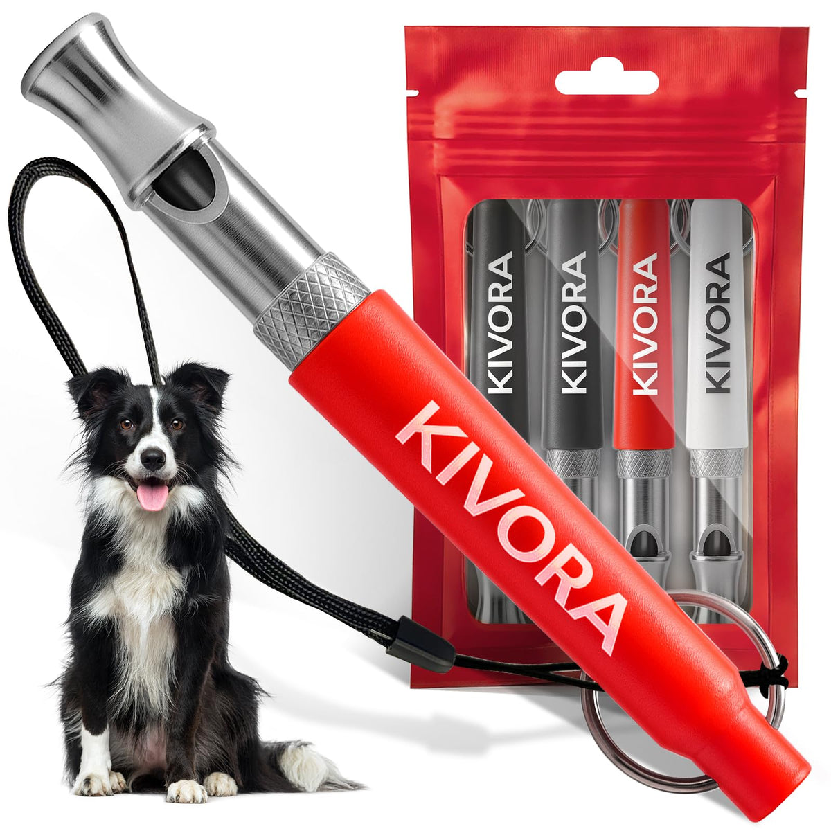 KIVORA lot de quatre sifflets visibles frontaux, facile à emporter