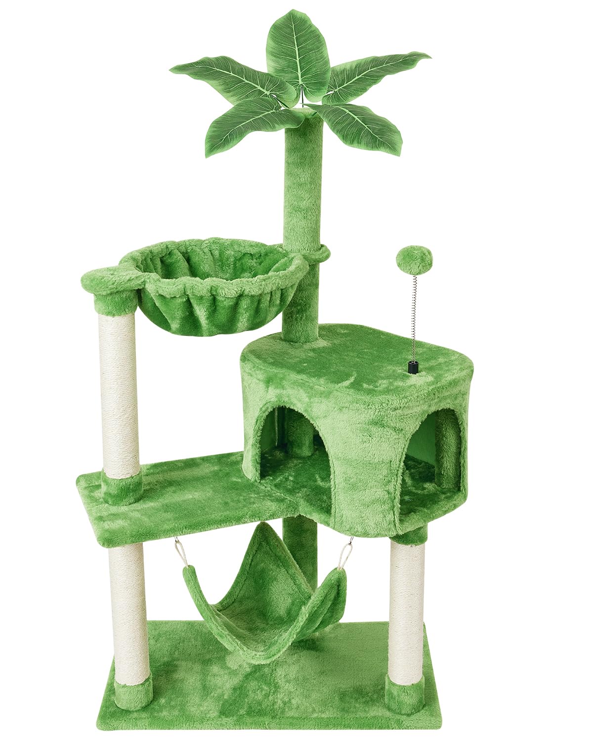KIYUMI arbre à chat face avant montrant design compact et multi-niveaux pour gain d'espace