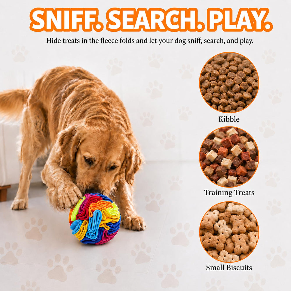kmirepa Snuffle Ball gros plan sur la texture polaire douce pour museau confortable