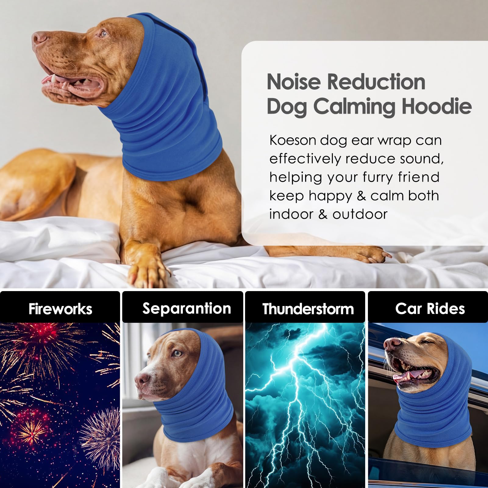 KOESON bandeau porté par chien à la maison pour calmer lors de bruits