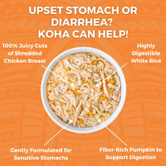 KOHA : texture visible morceaux de poulet et riz pour digestibilité facile