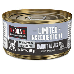 KOHA conserve face avant montrant recette lapin et bénéfice digestion