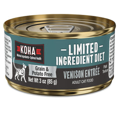 KOHA pâté venaison devant la boîte montrant l'emballage, appétence accrue