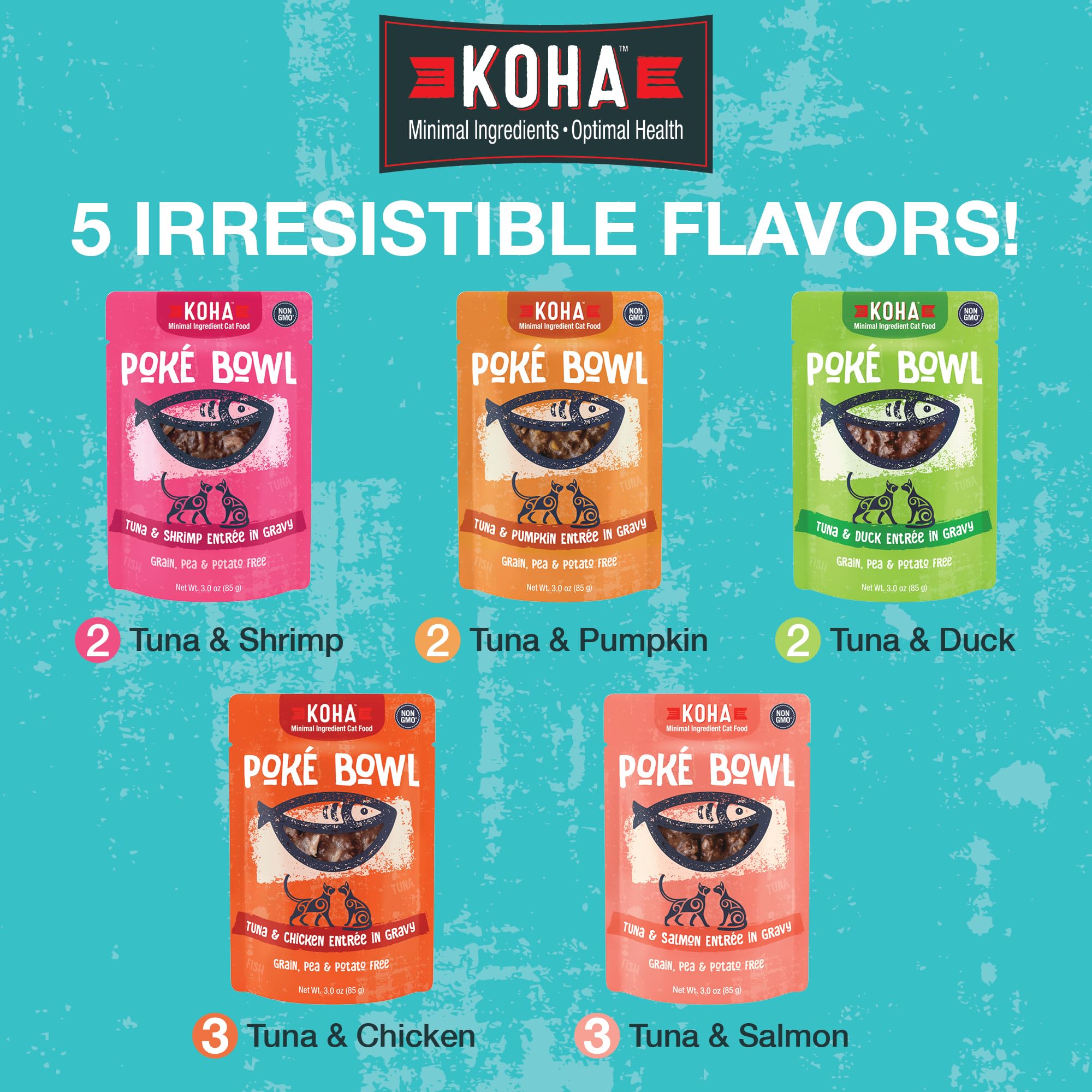 KOHA Poké Bowl servi dans une assiette pour chat montrant stimulation d'appétit