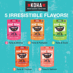 KOHA Poké Bowl servi dans une assiette pour chat montrant stimulation d'appétit