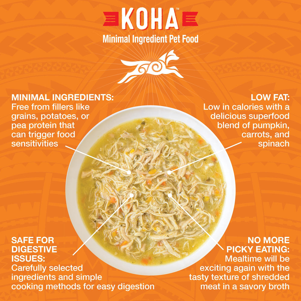 KOHA boîte ouverte avec morceaux dans bouillon hydratant et saveur ajoutée