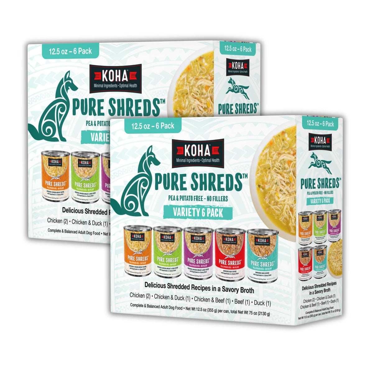 KOHA emballage avant du pack varié montrant les cinq saveurs et bénéfice appétence