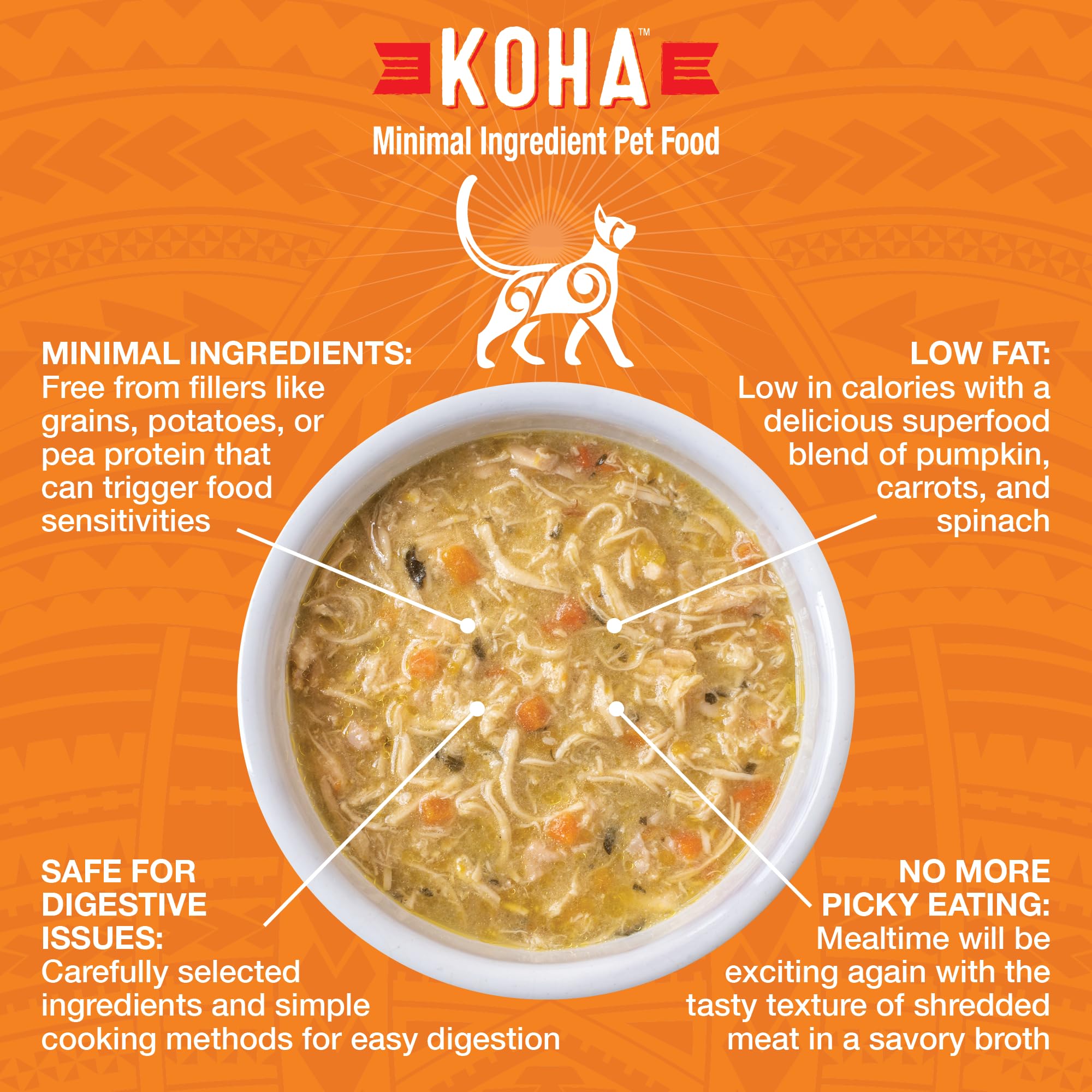 KOHA gros plan sur texture effilochée offrant appétence et digestion facile