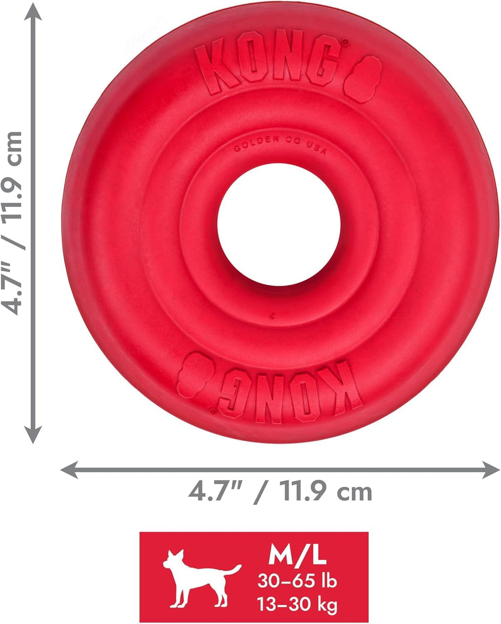 KONG Donut vu de face, forme d'anneau pour rebond et prise facile