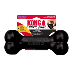 KONG vue avant du Goodie Bone noir montrant sa forme résistante bénéfique pour mâcheurs