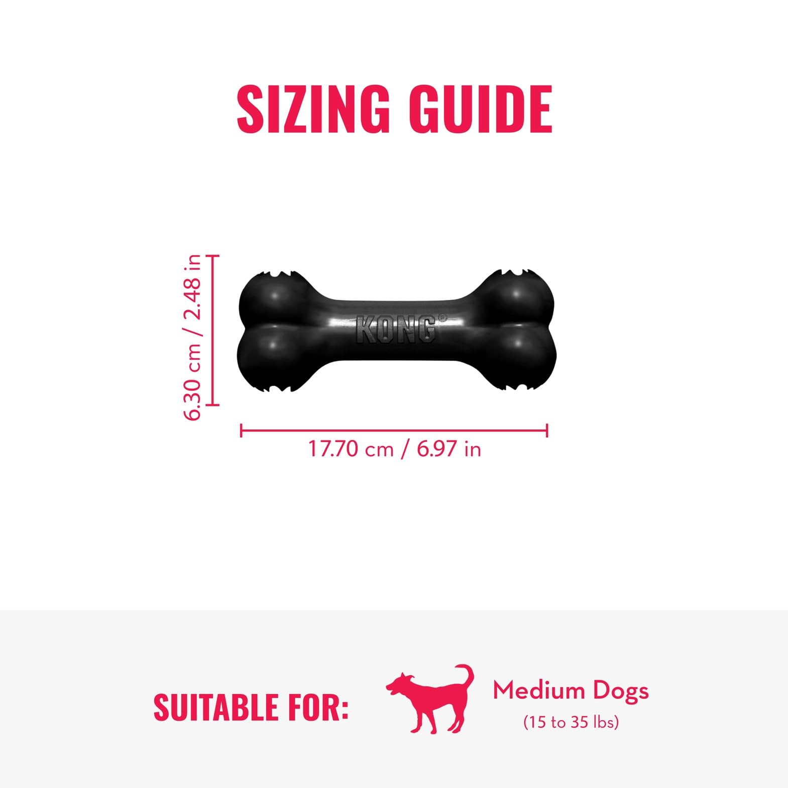 KONG Extreme Goodie Bone rempli de friandise montrant stimulation prolongée