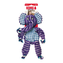 KONG Floppy Knots Éléphant gros plan sur texture et corde interne offrant résistance