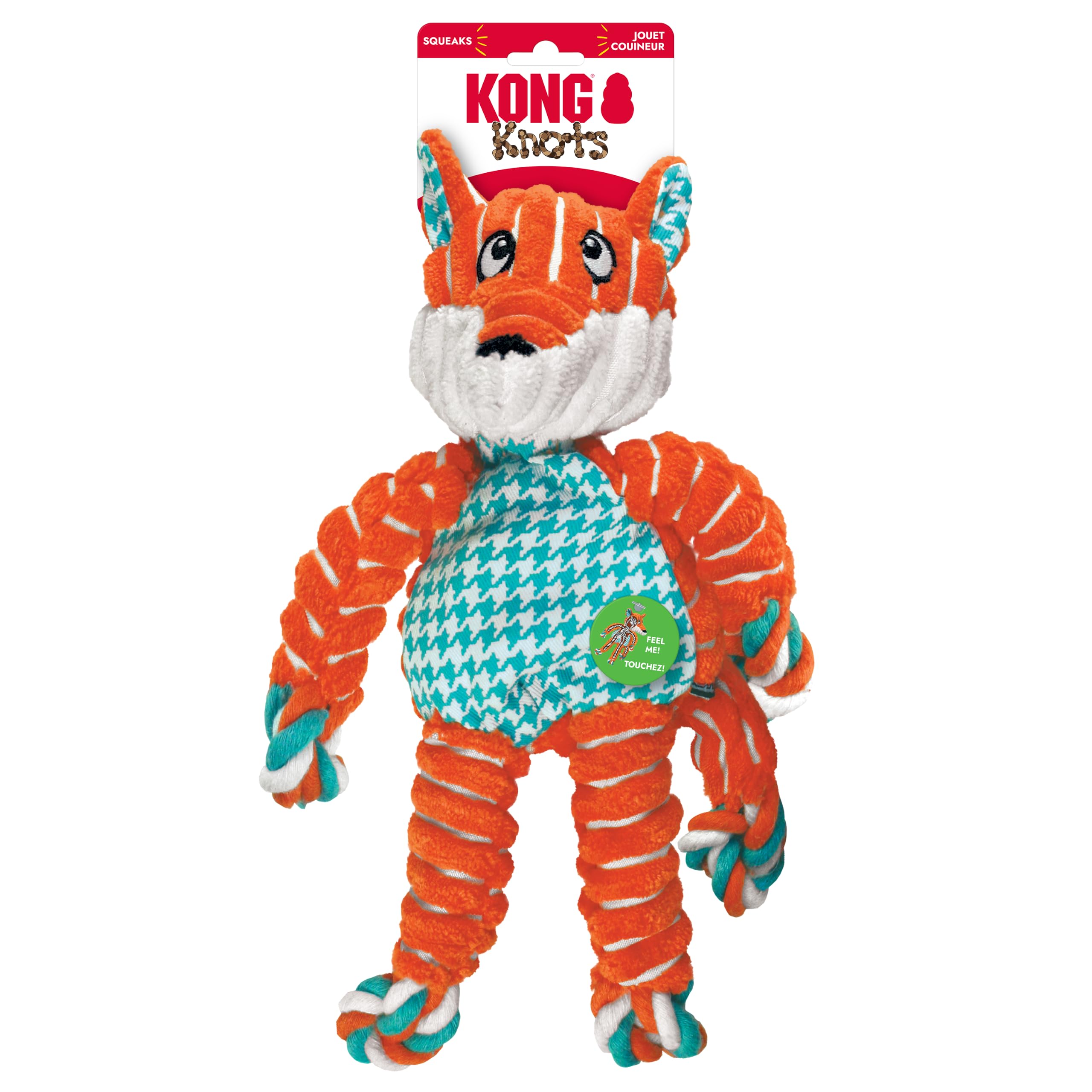 KONG Floppy Knots Fox profil souple illustrant design floppy facilitant la préhension