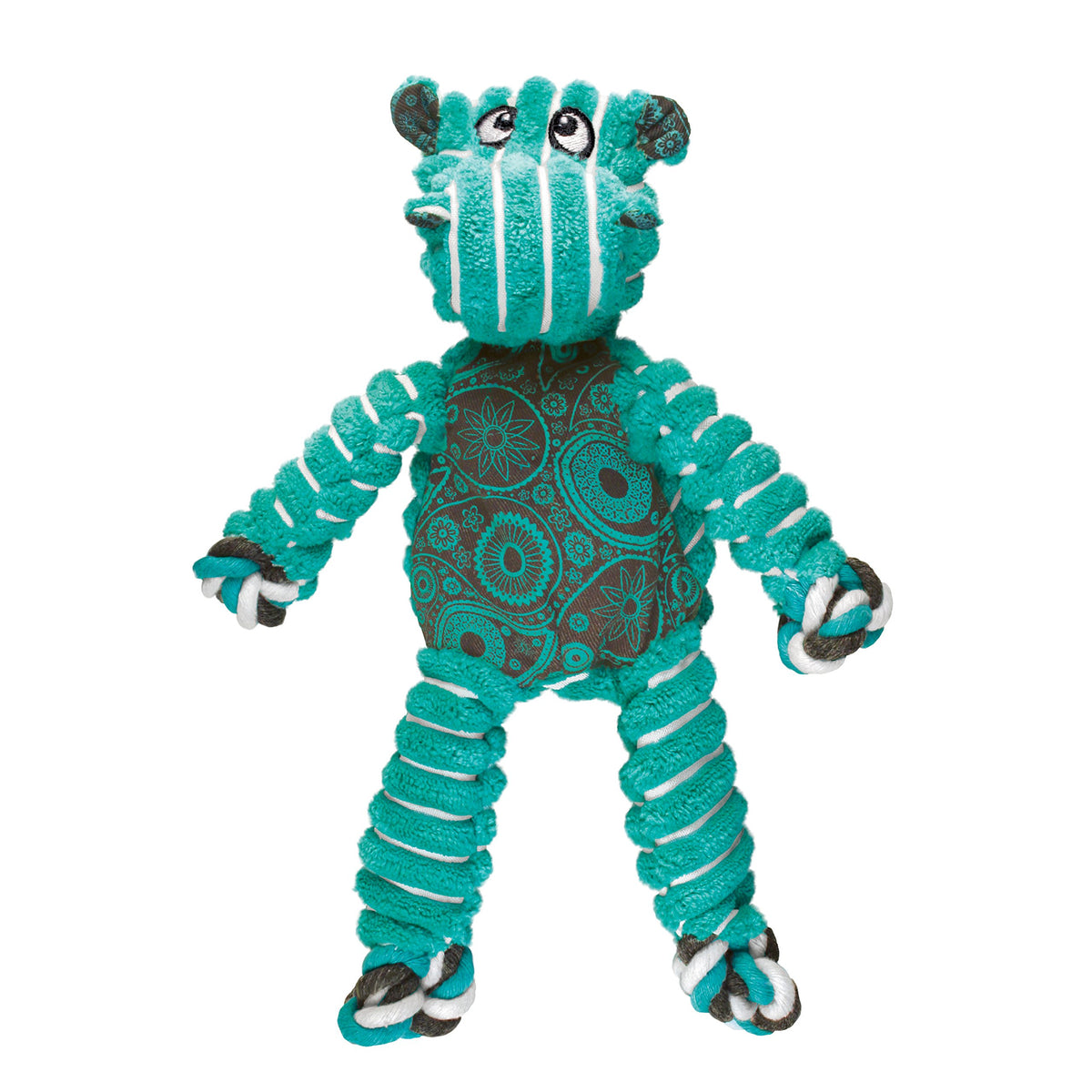 KONG Floppy Knots Hippo vue avant montrant forme et couineur pour amusement