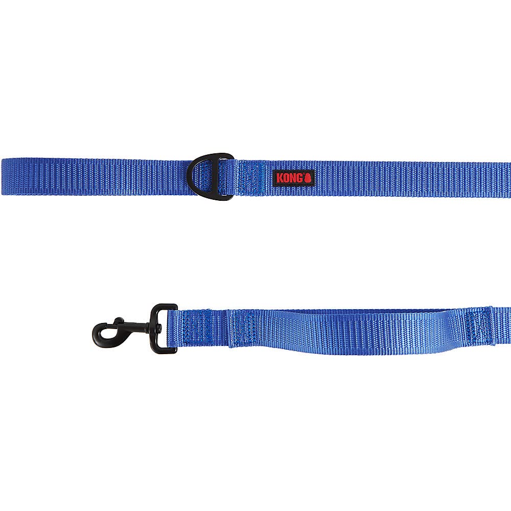 KONG laisse face bleue montrant design durable et visibilité renforcée