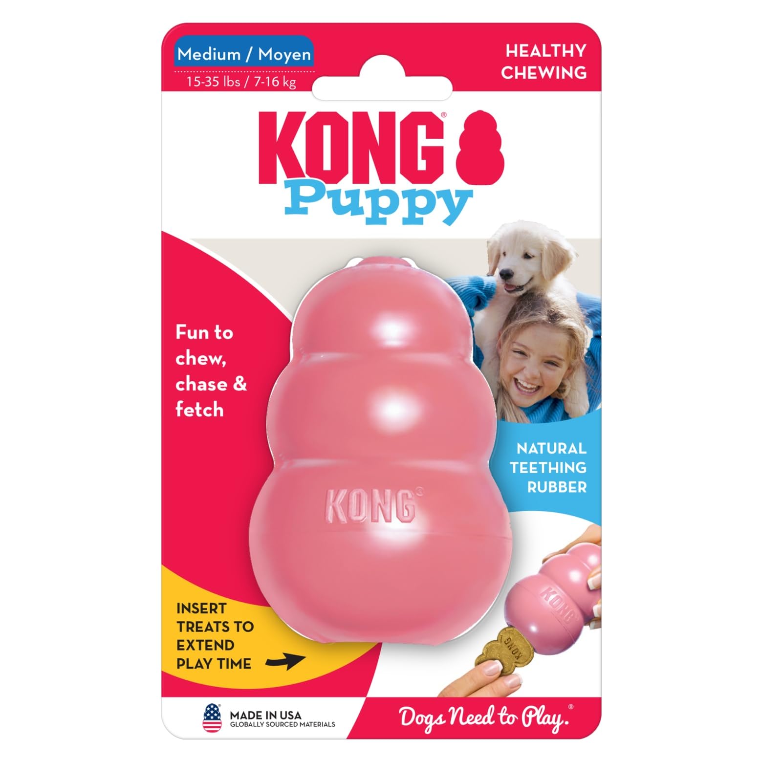 Comparaison taille KONG puppy près d'une patte pour évaluer échelle