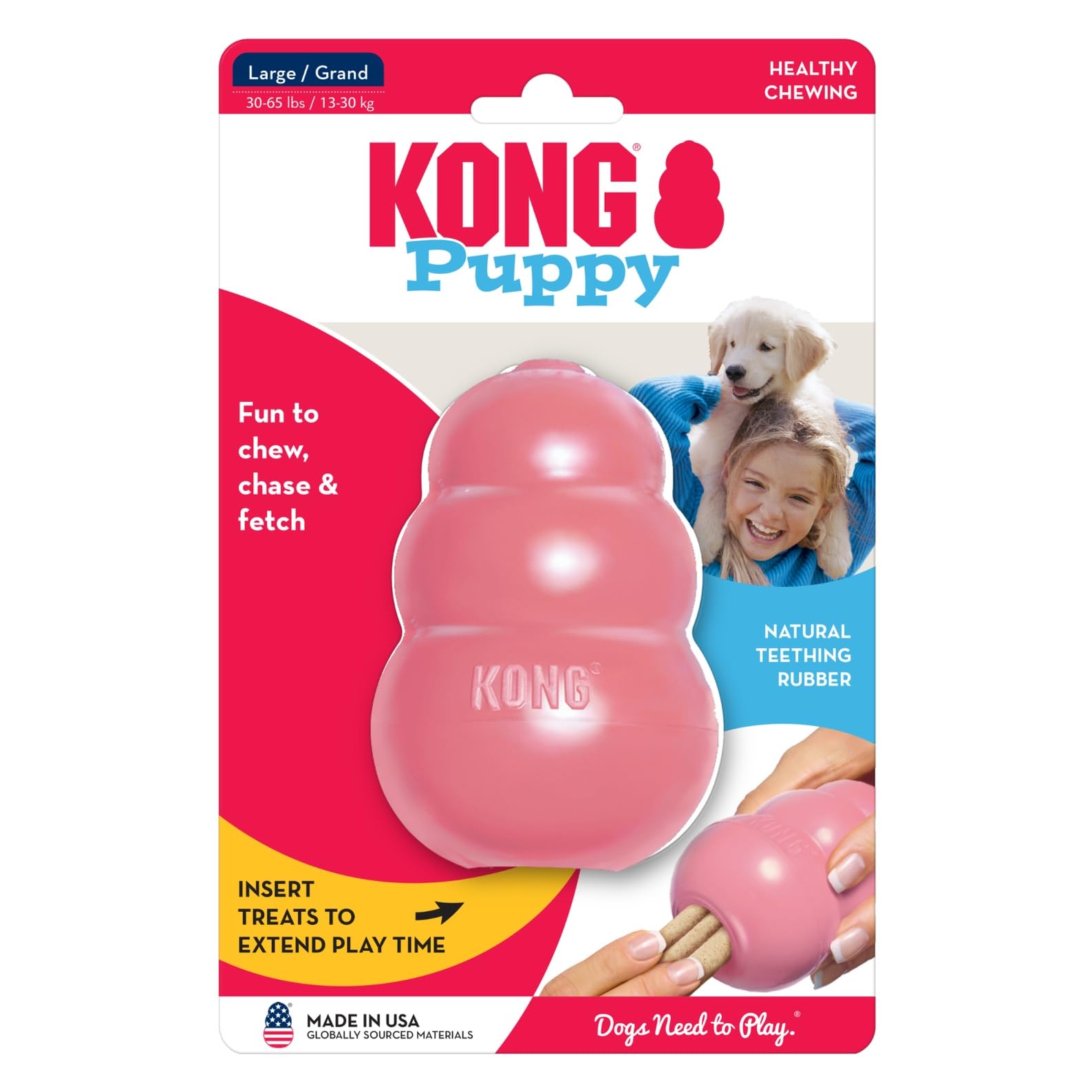 KONG Puppy zoom sur l'étiquette fabriqué aux États-Unis qualité visible