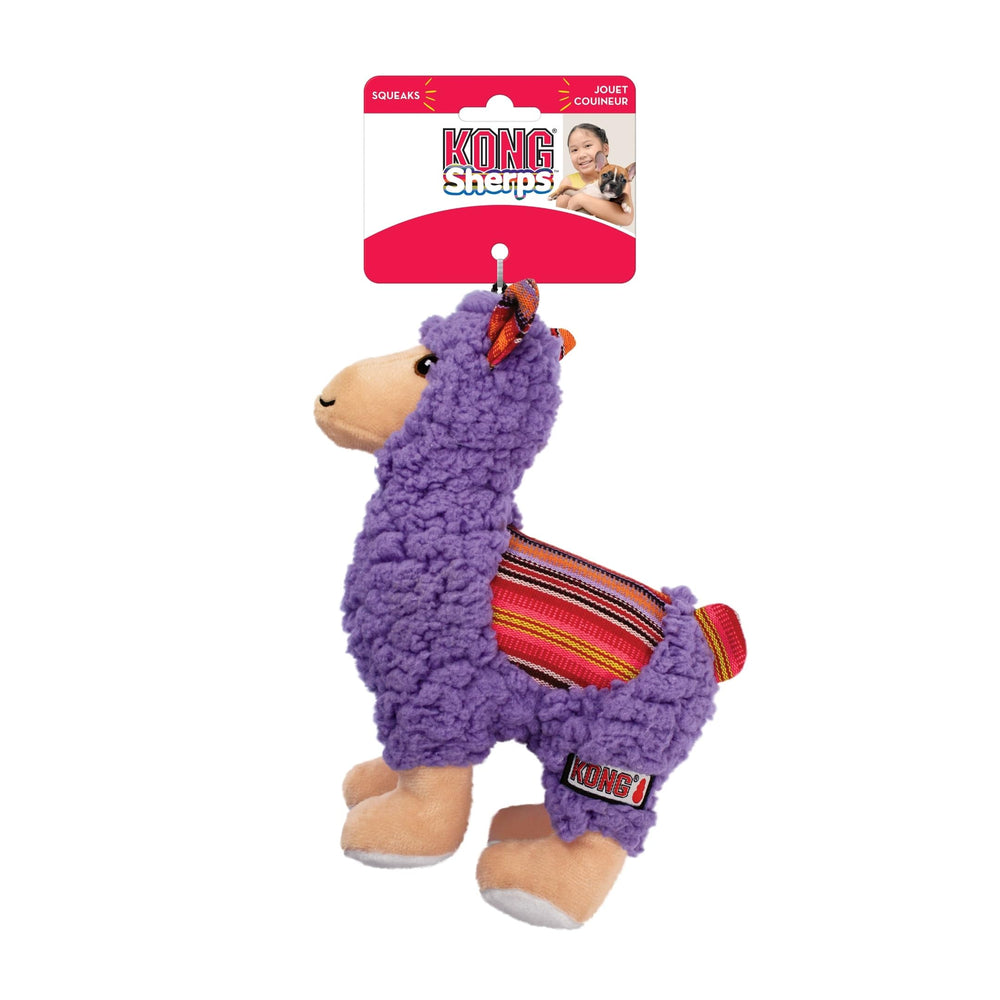 KONG Sherps Llama posé dans salon cosy, idéal pour moments calmes