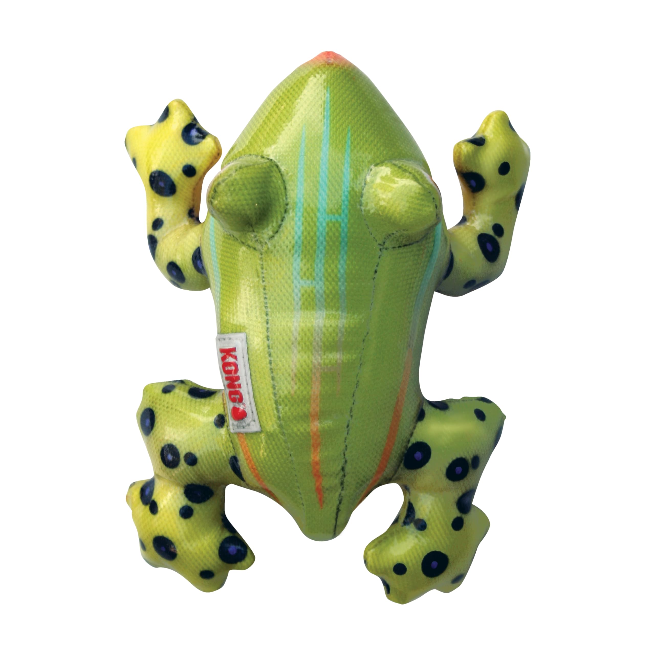 KONG grenouille vue avant montrant design durable et attirant pour le chien