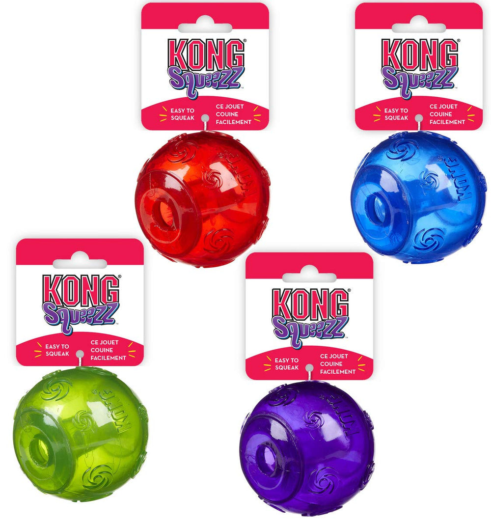 KONG Squeezz balles grand pack 2 vue duo, amuse et stimule le chien
