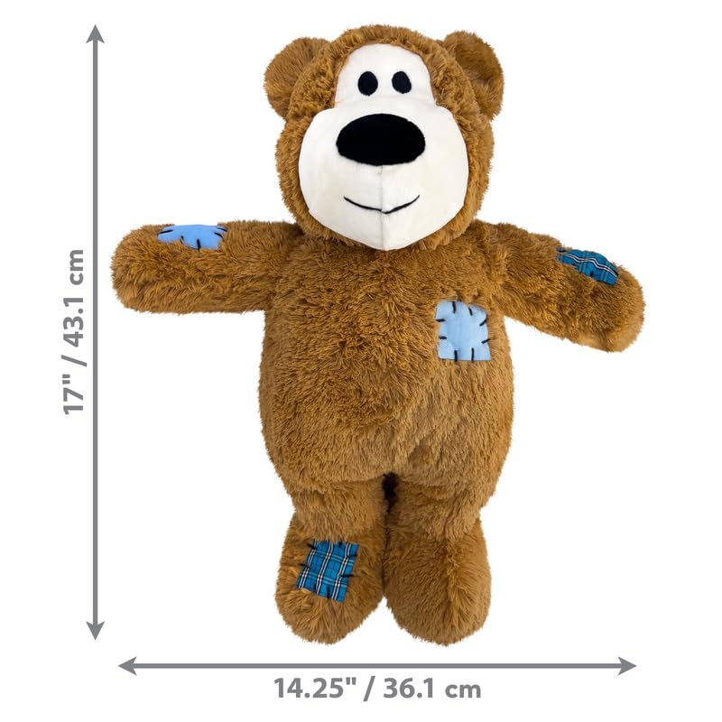 KONG Wild Knots Bears Jumbo en jeu avec chien illustrant stimulation et amusement