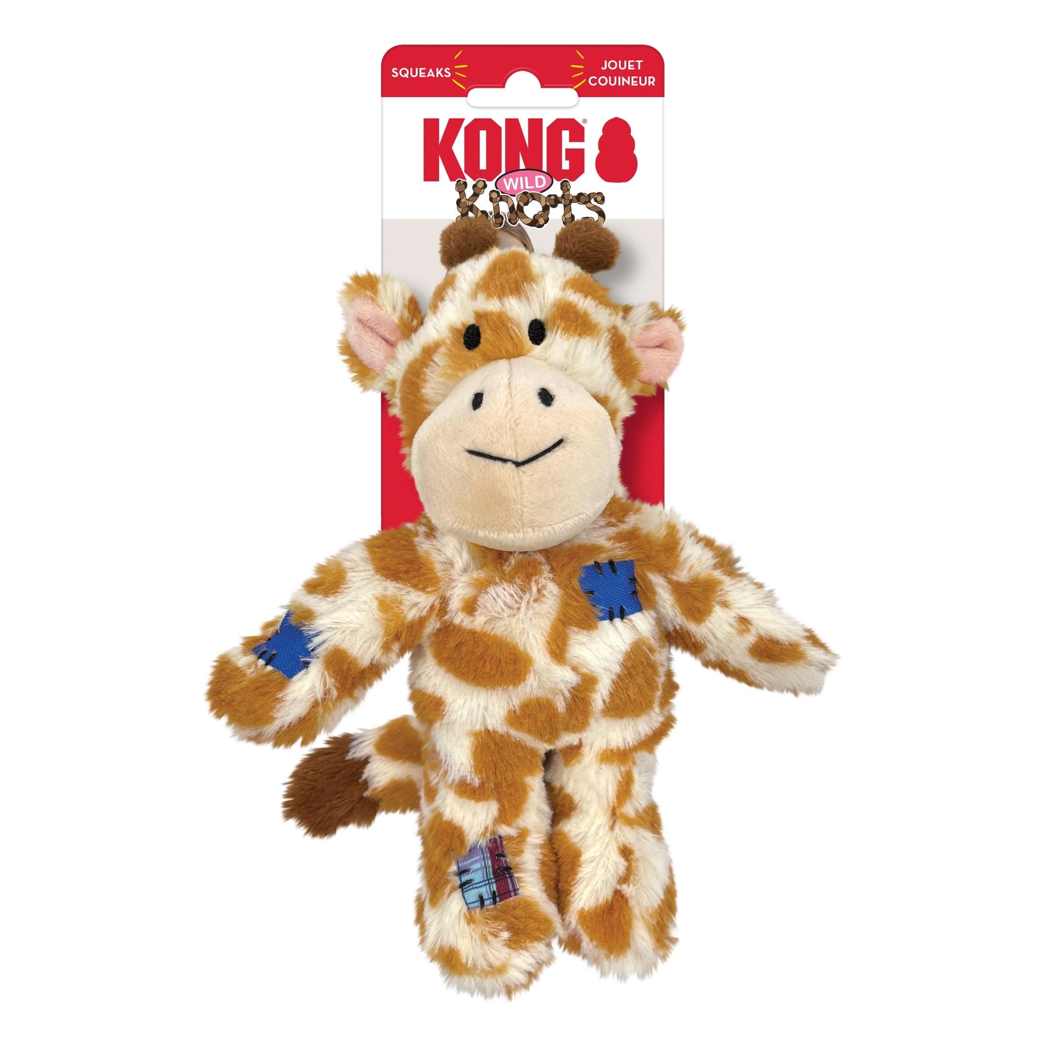 KONG Wild Knots Giraffe étiquette et instructions montrant les informations produit