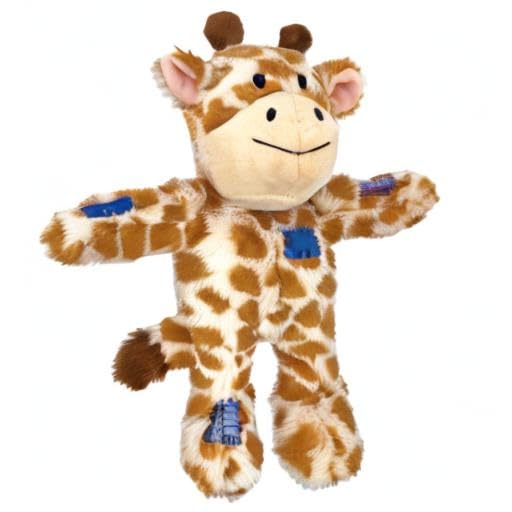 KONG Wild Knots Giraffe sur un canapé en situation de vie démontrant l'usage domestique
