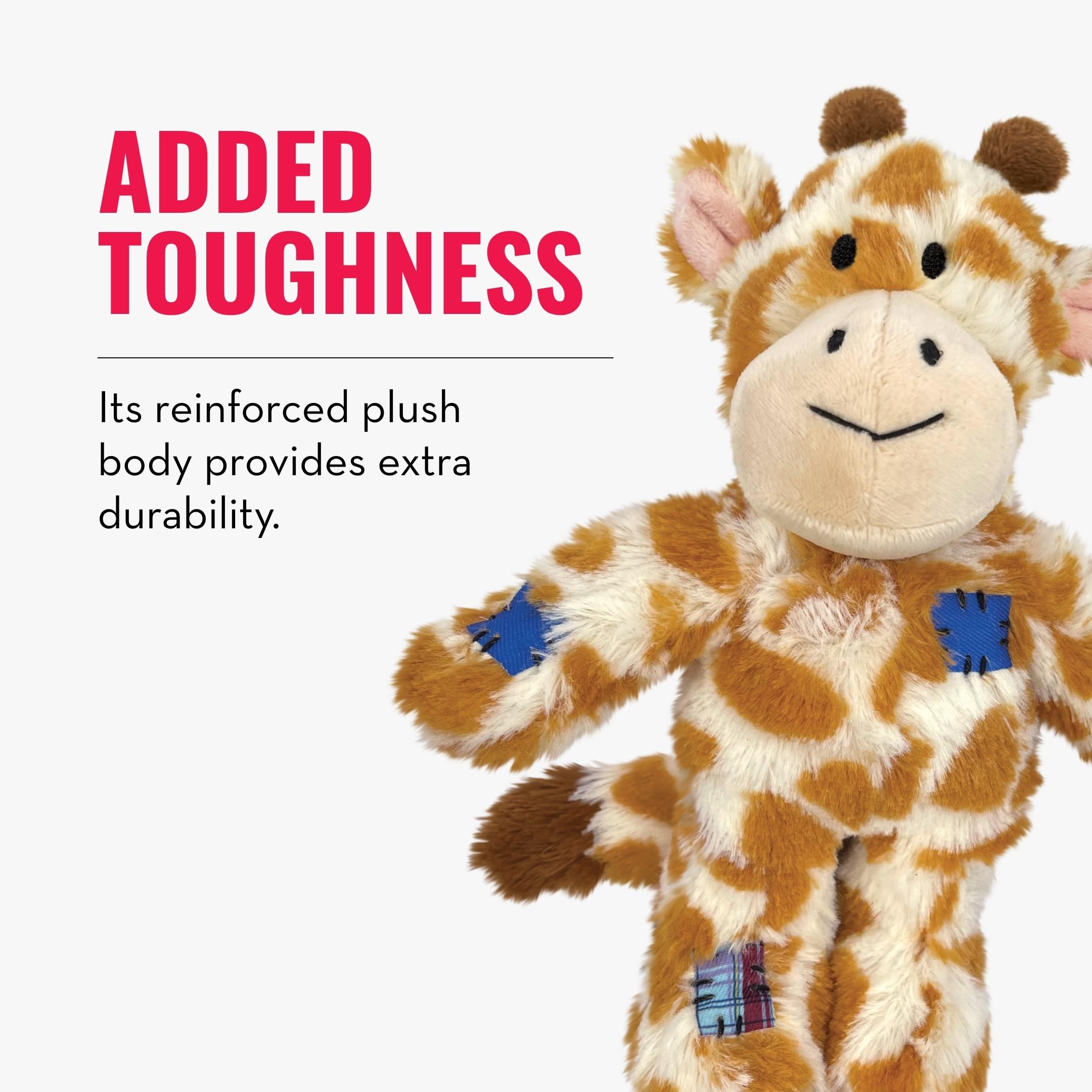 KONG Wild Knots Giraffe zoom sur la texture pelucheuse pour confort de repos