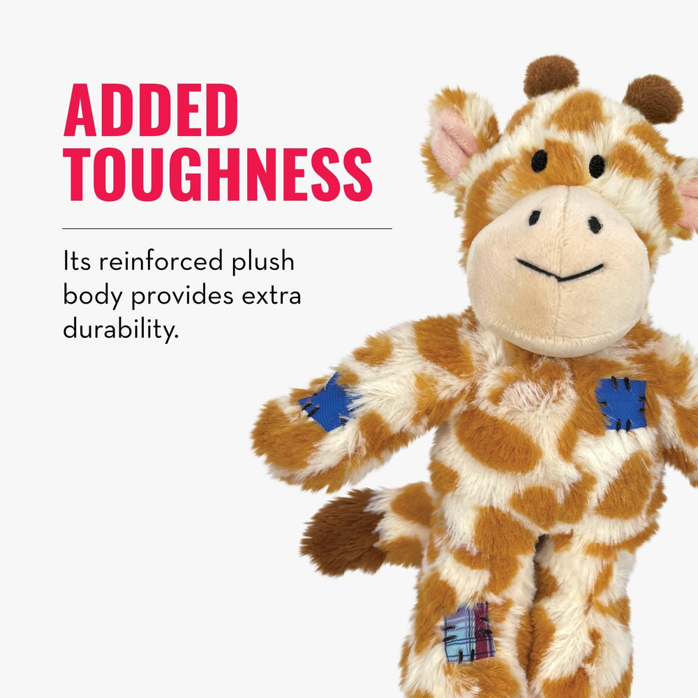 KONG Wild Knots Giraffe zoom sur la texture pelucheuse pour confort de repos