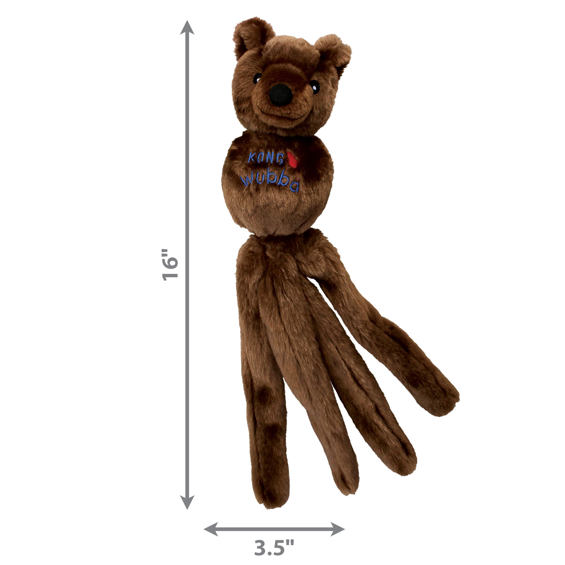KONG Wubba comparaison d’échelle près d’un chien montrant la taille grand