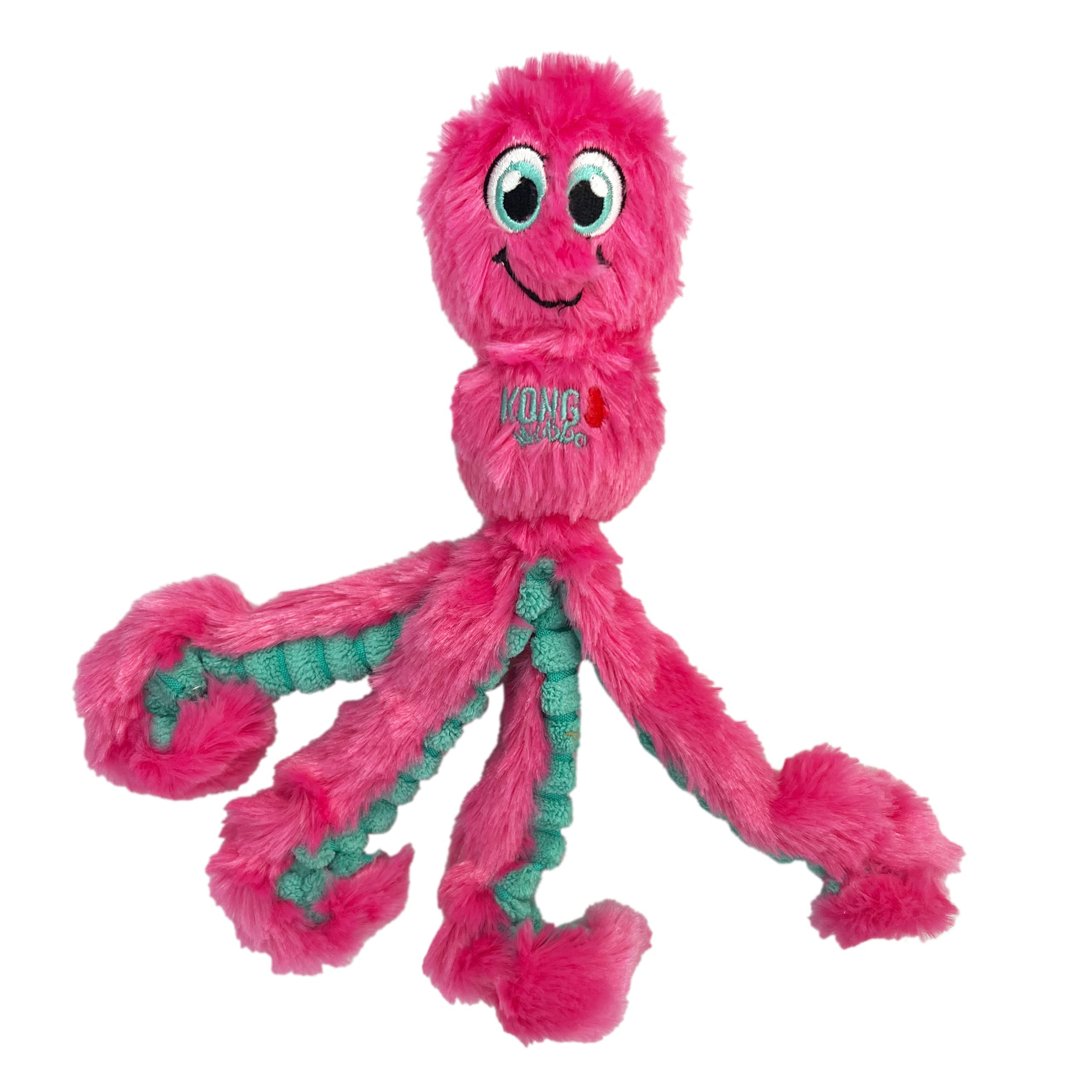 Chien tenant KONG Wubba Octopus pendant un tir à la corde amusant