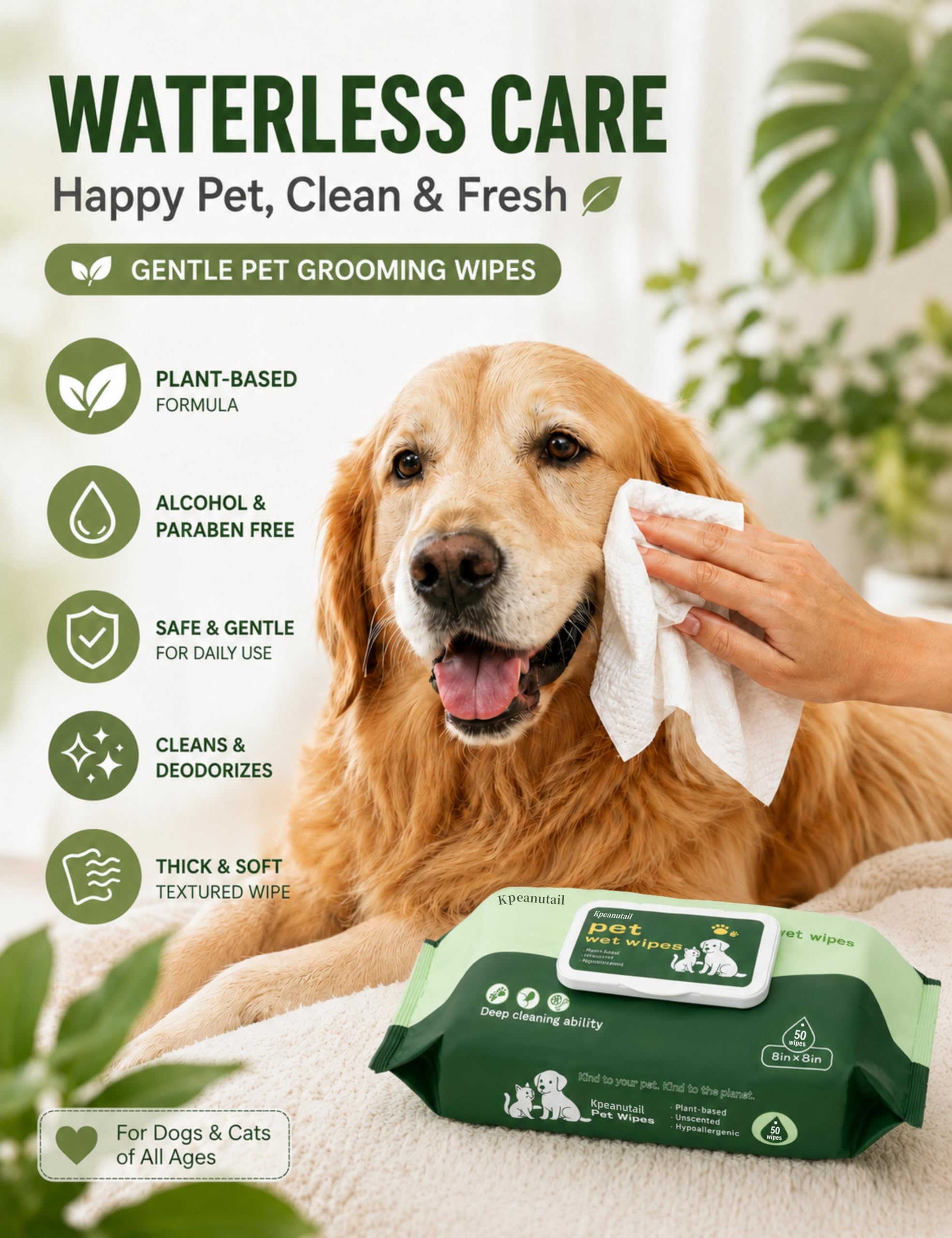 Kpeanutail nettoyage de patte en usage, rapide et sans irritation