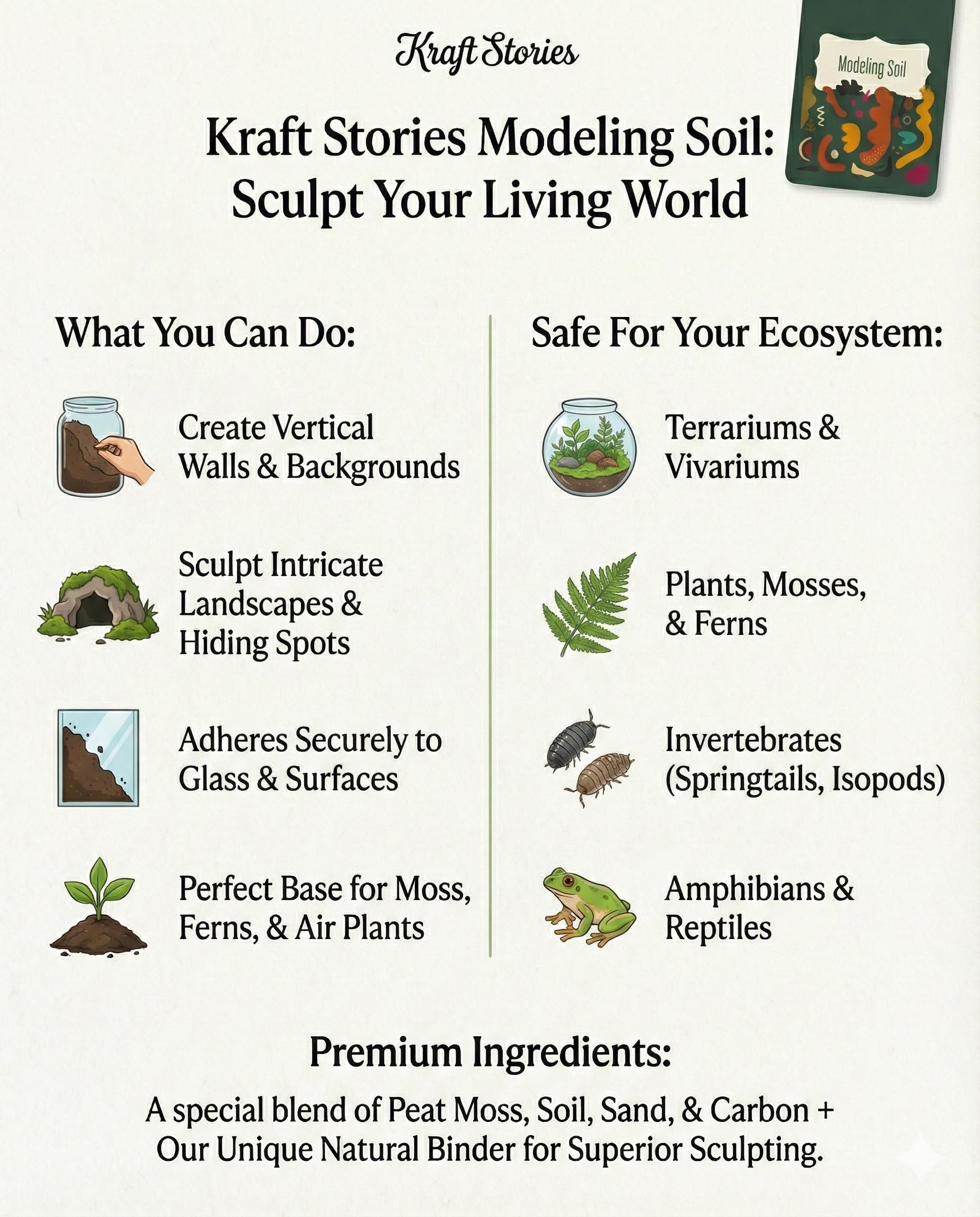 KRAFTSTORIES terrarium vertical installé illustrant fixation sûre et décor naturel