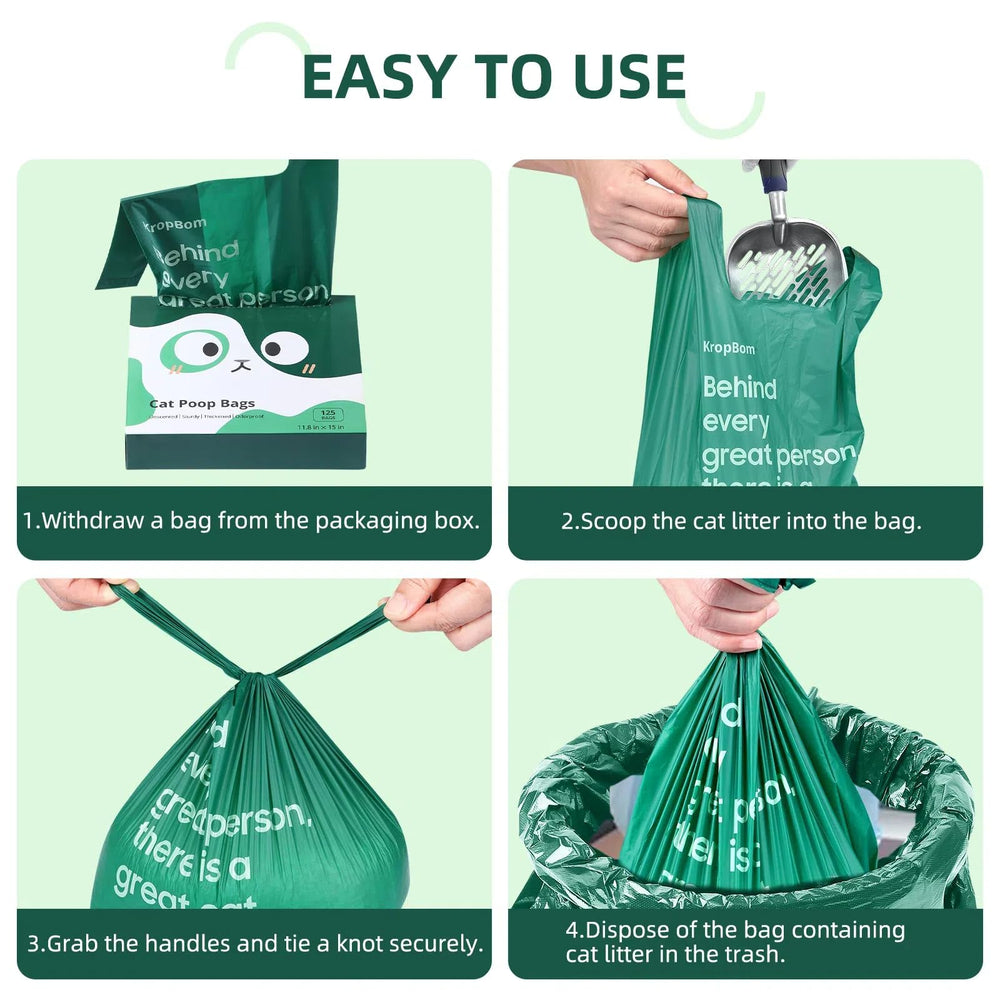 KropBom boîte ouverte révélant sacs et jouet de chat pour divertissement