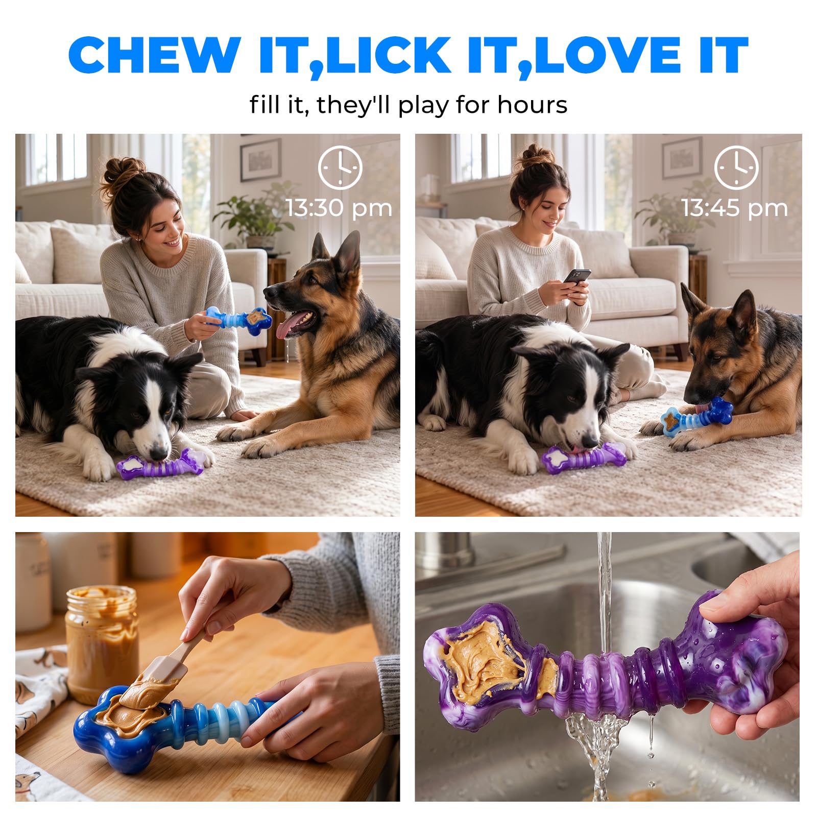 Kseroo deux jouets posés sur canapé pour multi-chiens et remplacements