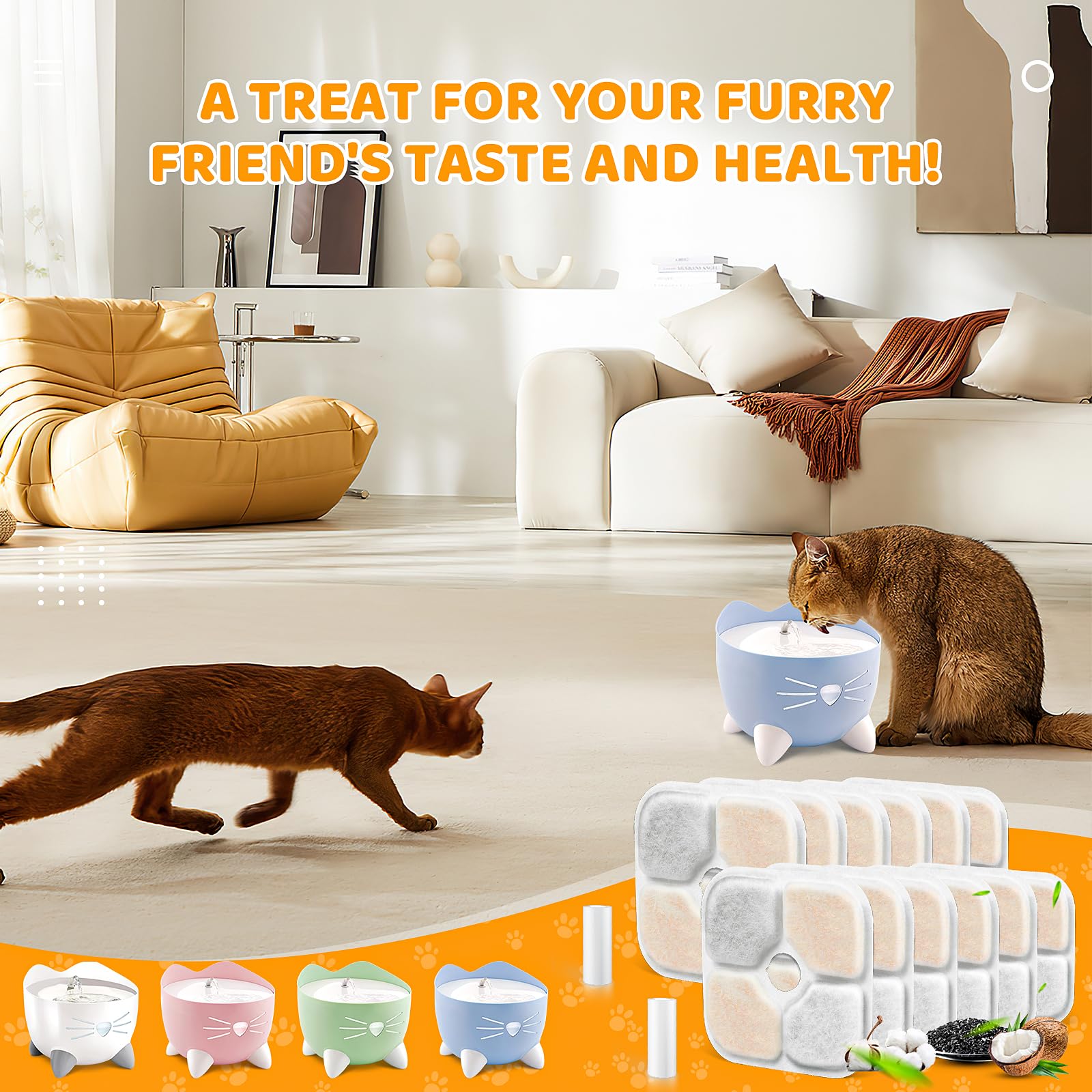 KTNAid fontaine Catit PIXI dans une cuisine, eau fraîche pour les chats