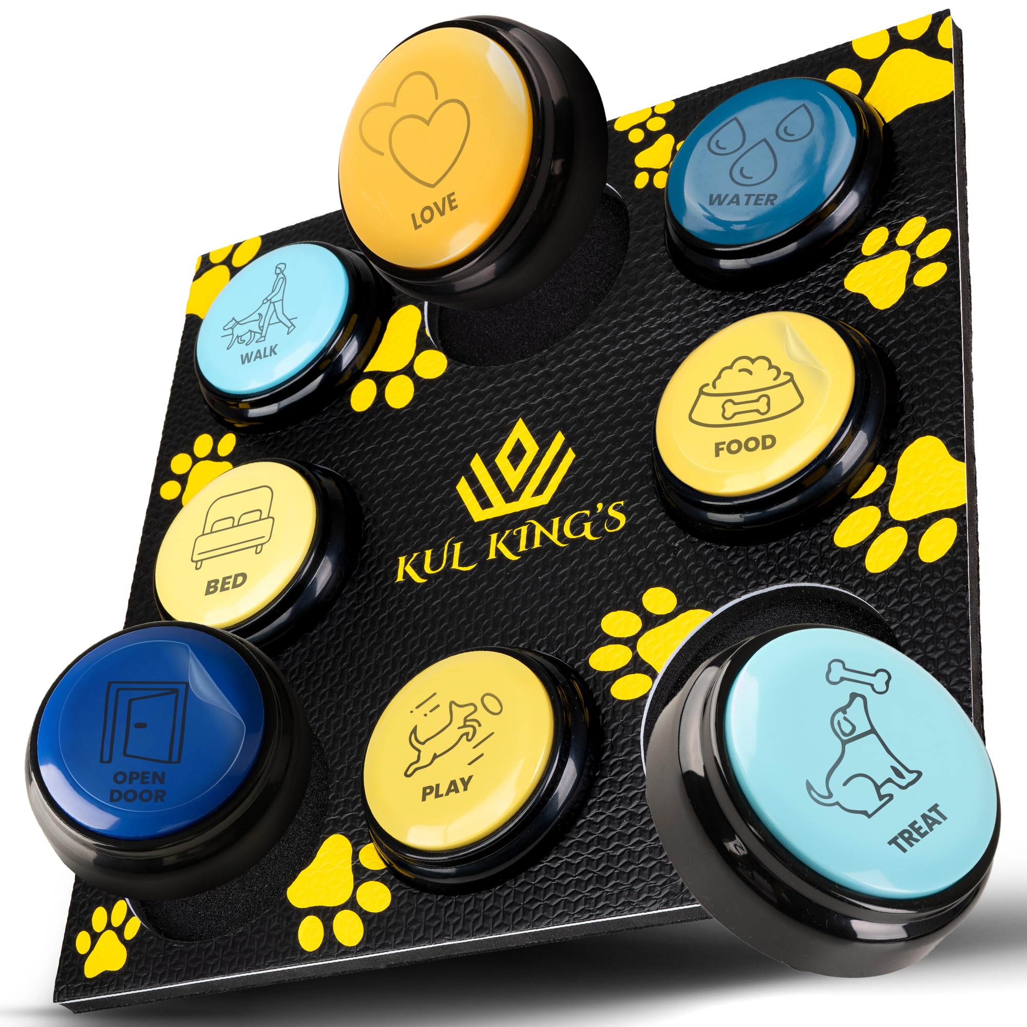 KUL KING'S ensemble complet avant montrant les huit boutons et le tapis, utilité pour initier l'apprentissage