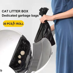 Sac KungFuPet posé dans bac à litière en usage, facilite retrait hygiénique et gain de temps