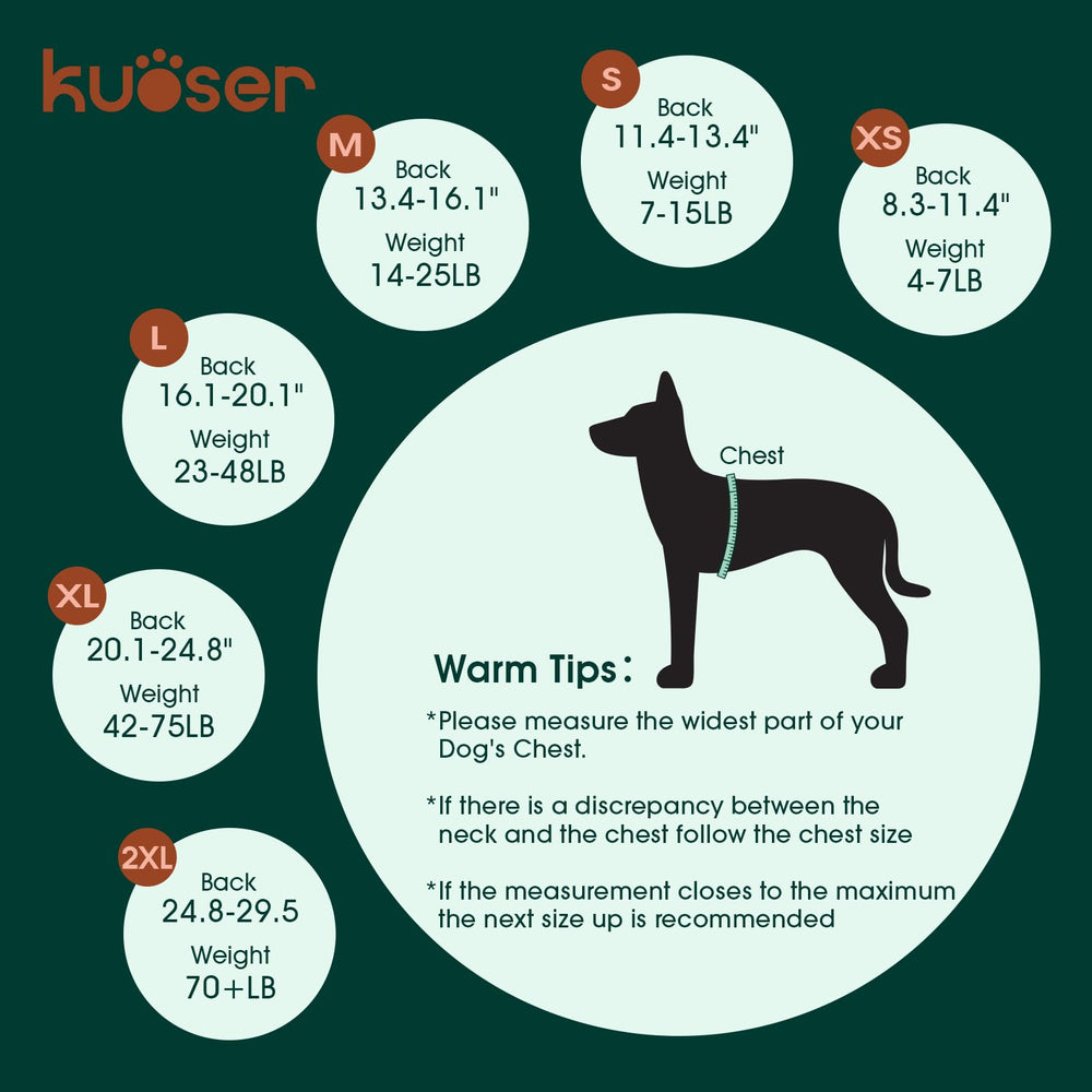 Kuoser comparaison taille avec chien pour sélectionner la bonne taille
