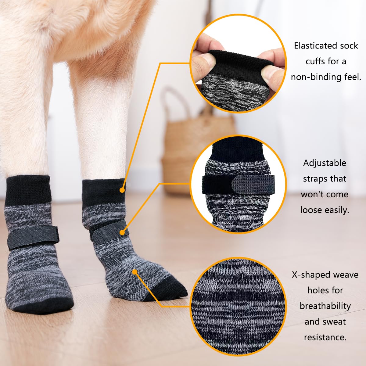 KUPAO sangle ajustable sécurise la chaussette sans gêner le chien