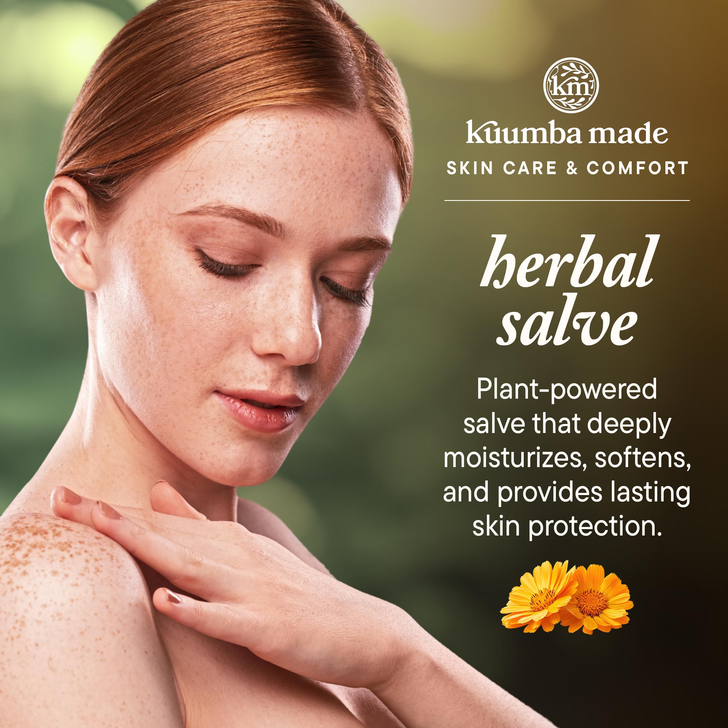 Kuumba Made entouré de calendula et plantes pour bénéfice botanique