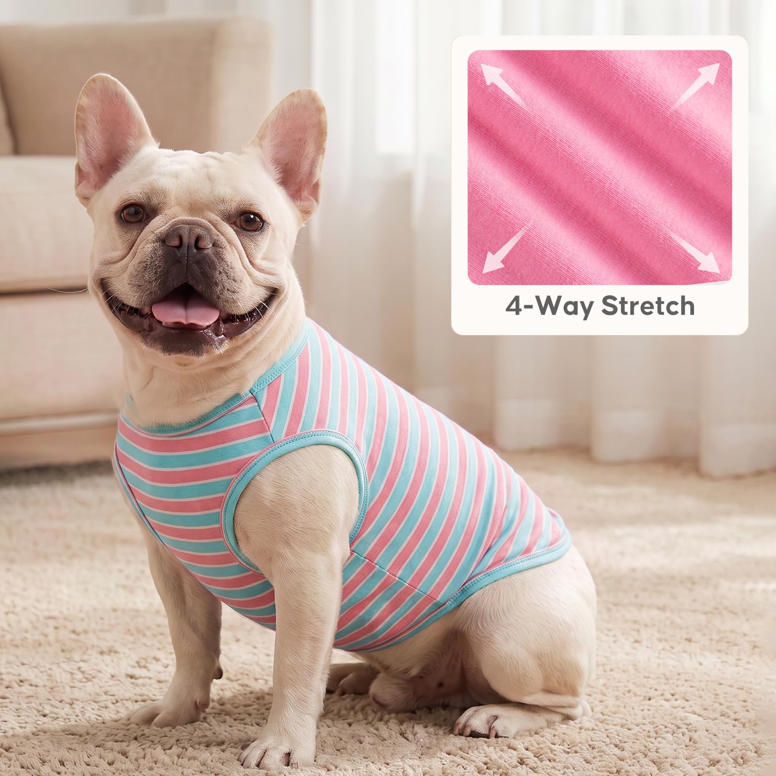 KYEESE petit chien portant le tee-shirt à la maison, liberté de mouvement