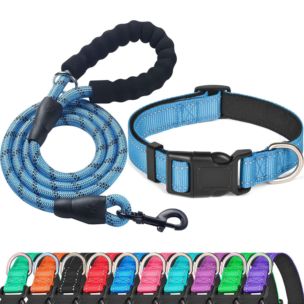Ladoogo collier face avant bleu montrant confort et ajustement