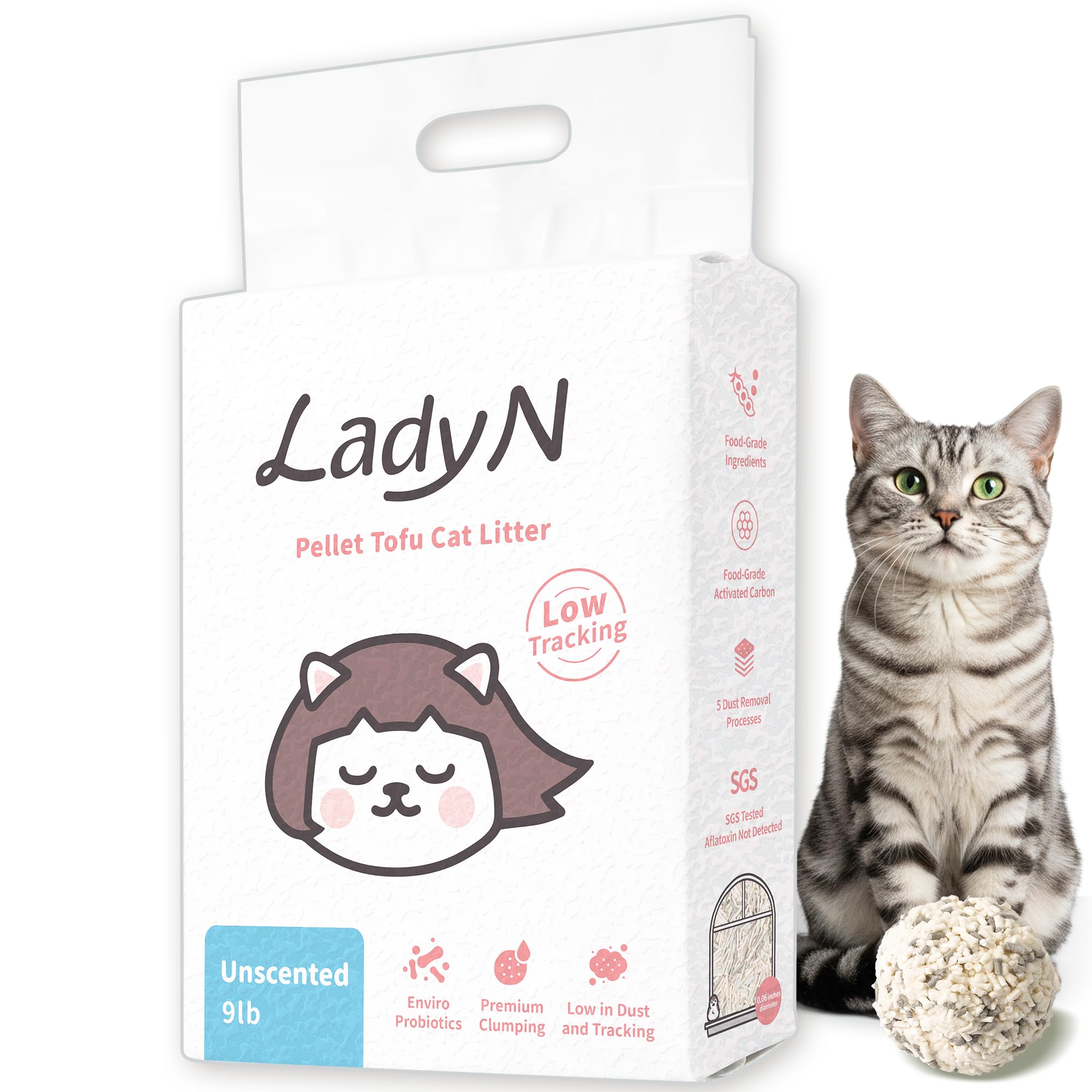 Lady N emballage avant montrant sac 9 lb et bénéfice durabilité