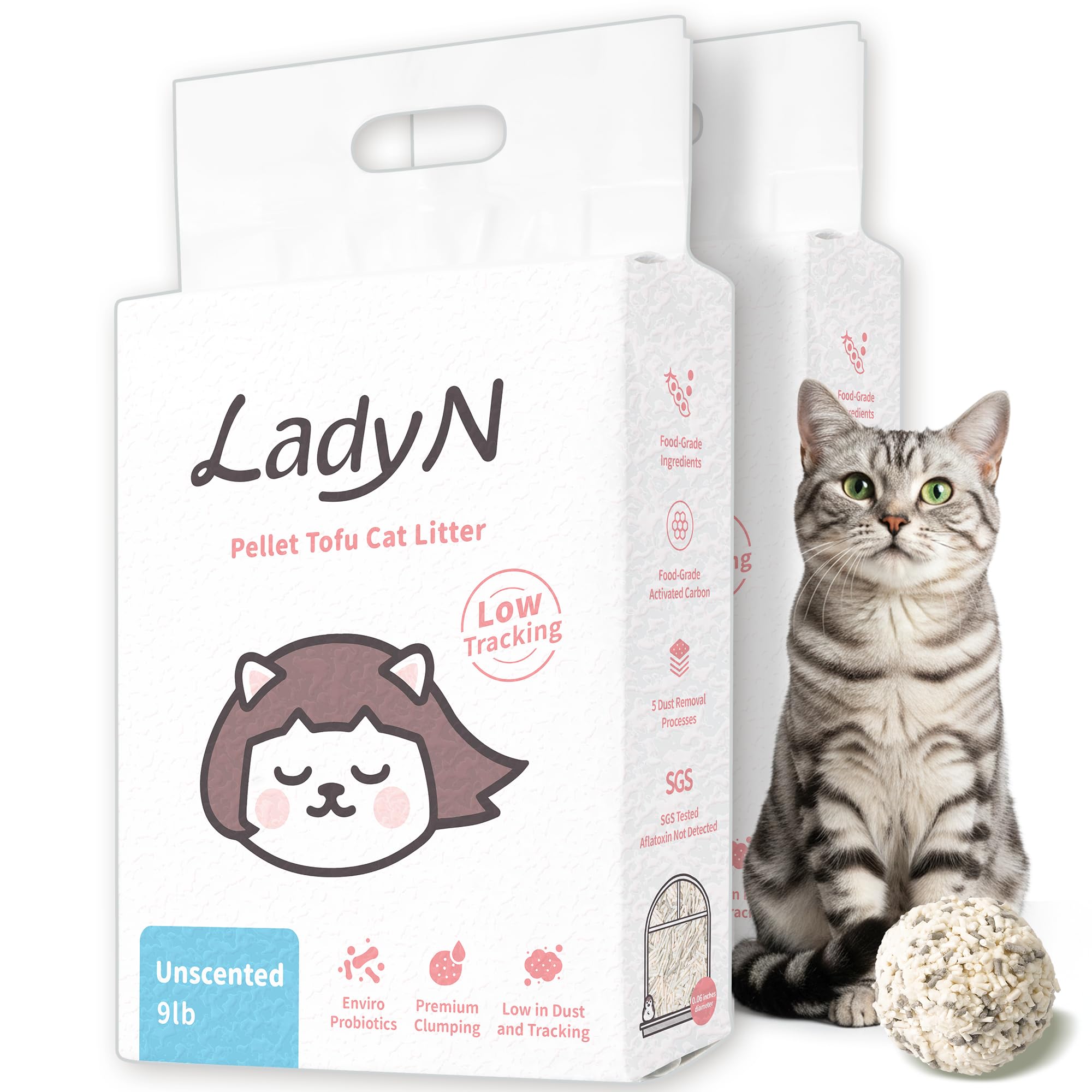 Lady N emballage avant montrant le format 2 x 9 lb et bénéfice praticité