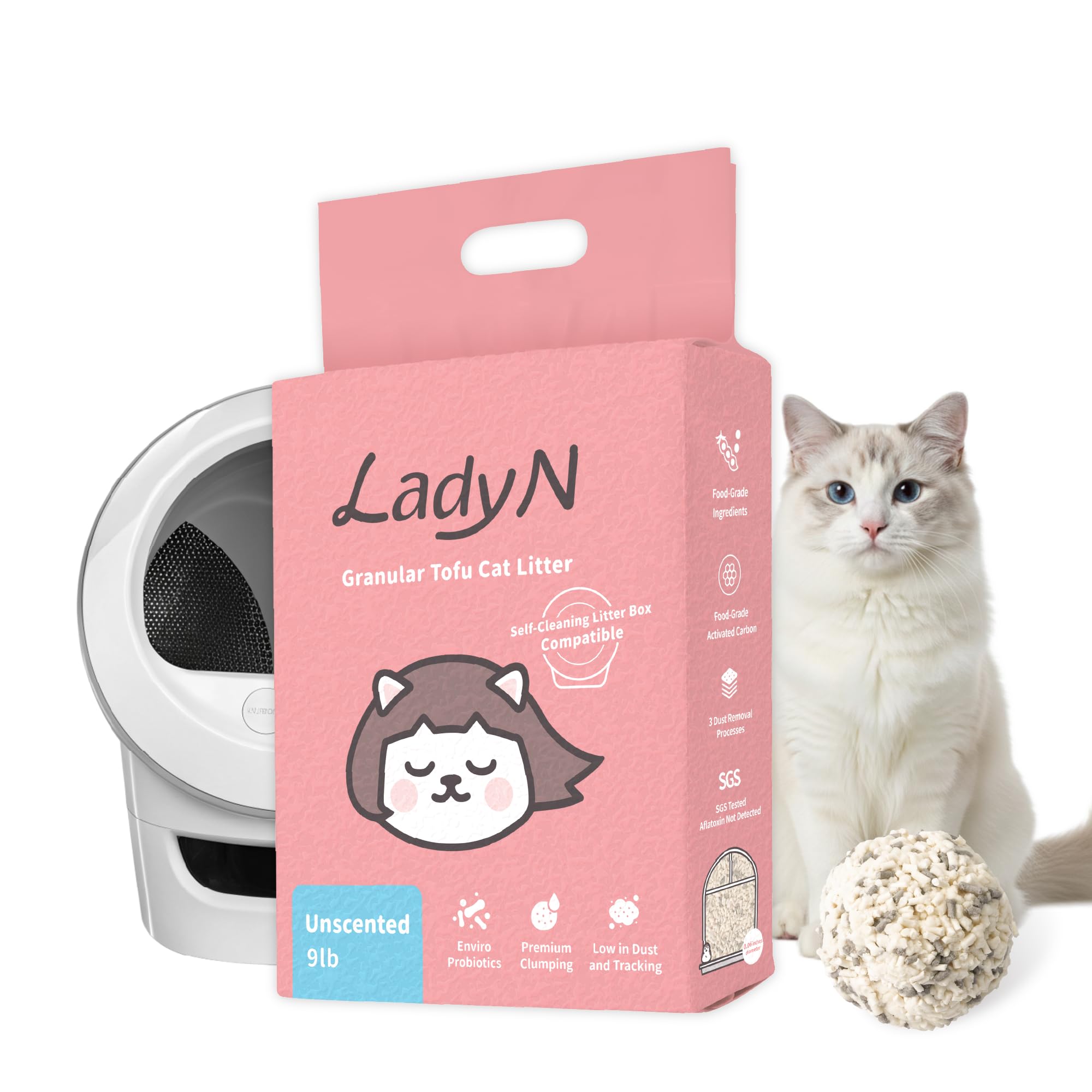 Lady N emballage avant plan montrant la litière et ses bénéfices
